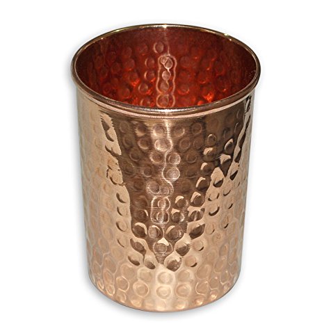 dimpled handmade pure Copper glass cup for water india by DakshCraft