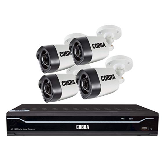 Cobra 8 Channel Surveillance DVR with 4 HD Cameras and Mobile Monitoring Capabilities