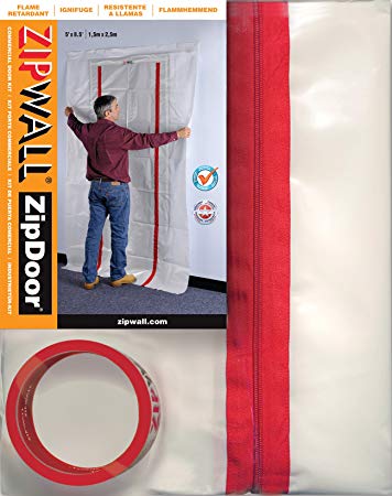 ZipWall ZipDoor Commercial Door Kit for Dust Containment, Flame Retardant, ZDC