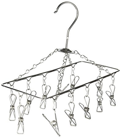 Honey-Can-Do DRY-01102 Clothes Drying Hanger Rack with 12 Clips, Chrome