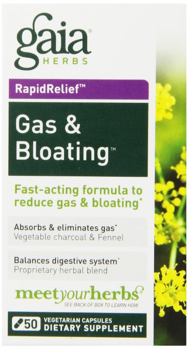Gaia Herbs Gas and Bloating Dietary Supplement Capsules, 50 Count(Frustration Free Packaging)