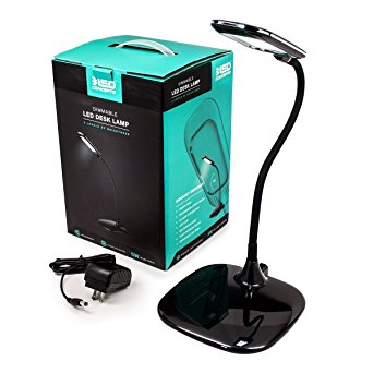 LED Concepts 26 LED Dimmable Desk Lamp  Touch -Sensitive Design Cordless Option  3 Different Light Settings - Great for Night Time Reading, Work, Studying, or Accent Lighting Perfect for Any Room (Black)