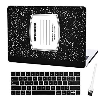 Laptop Plastic Hard Case MacBook air 13 inch Matte Rubberized Hard Shell Sleeve Cover (2016 New MacBook Pro 13 Inch A1706 & A1708 & A1989) with Keyboard Cover and Dust Brush (Notebook Pattern-Black)