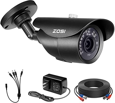 ZOSI 1080P 2.0MP 4-in-1 Security Bullet Camera, with CCTV Cable & Power Supply, Support TVI CVI AHD CVBS 960H Outdoor Indoor Surveillnace dvr System