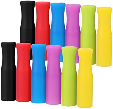 12PCS Silicone Straw Tips, Multicolored Food Grade Straws Tips Covers Only Fit for 1/4 Inch Wide(6MM Outdiameter) Stainless Steel Straws