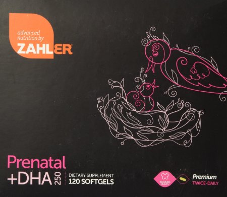Prenatal Vitamin   DHA 250mg - Premium Twice Daily Softgels - ZAHLER (2 Months Supply)