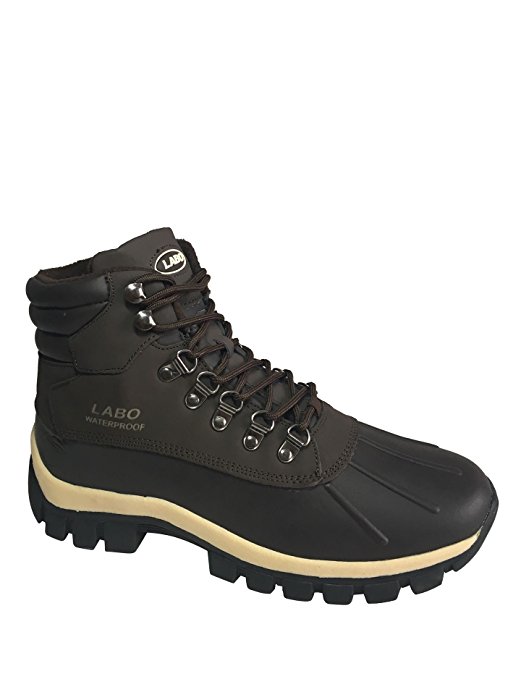 LABO Men's Winter Snow Boots Shoes Waterproof Insulated Lace UP (D,M)