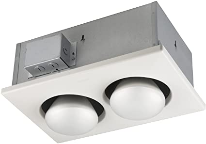 Broan-Nutone 163 Bulb Heater, Energy-Saving 2-Bulb Infrared Type IC Ceiling Heater, White, 250-Watt
