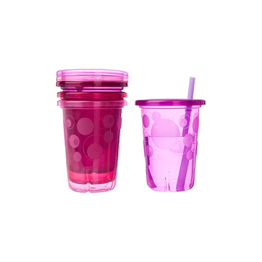 The First Years Straw Cup, Pink Take and Toss, 10 Ounce, 4-Count