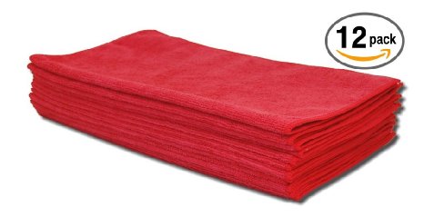16x16 Premium Red Microfiber Towels - 12 Pack
