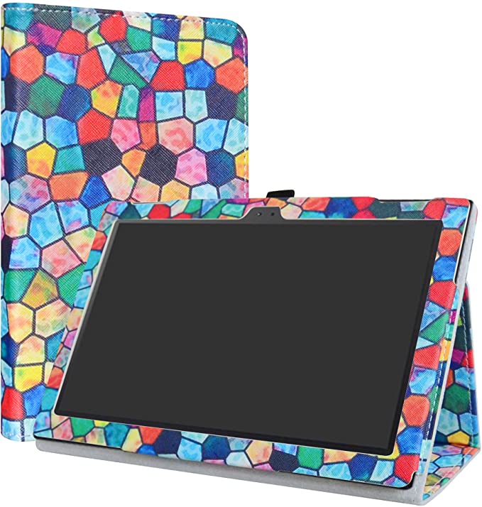 Lenovo Tab 4 10 Case,LiuShan PU Leather Slim Folding Stand Cover for Lenovo Tab 4 10 10.1 inch Tablet,Stained Glass