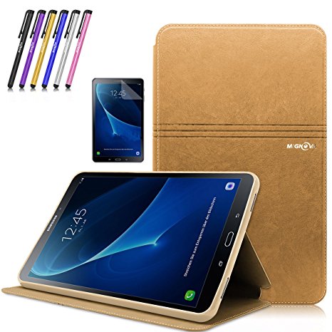 Mignova Tab A 10.1 Case , Slim Lightweight Smart Cover Auto Sleep/Wake Feature for Samsung Galaxy Tab A 10.1 Inch (SM-T580 /SM-T585) Tablet 2016 Release  Screen Protector Film and Stylus Pen (Gold)