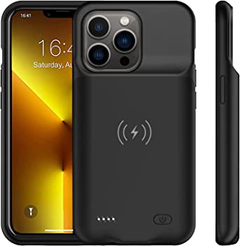 AFTRYOUGO Battery Case iPhone 13 Pro Max(6.7 inch), 7000mAh Qi Wireless Extended Power Charging Case, Slim Portable Protective Rechargeable Charger Case iPhone 13 Pro Max-Black (Model:XDL-640MW)