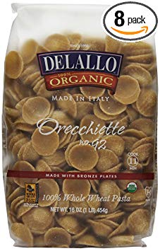DeLallo Organic WW Orecchiette, 1-Pound (Pack of 8)