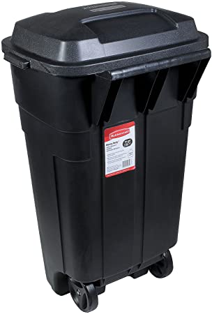 Rubbermaid Roughneck Heavy-Duty Wheeled Trash Can, 34-Gallon, Black