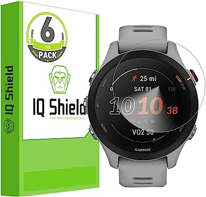 IQShield Screen Protector Compatible with Garmin Forerunner 255s Music (6-Pack) Anti-Bubble Clear Film