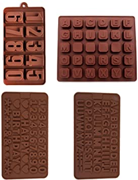 4 Pack nonstick value pack molds of Numbers 123 and Alphabet ABC Silicone baking molds for Candy Chocolate Soap (Ships From USA)