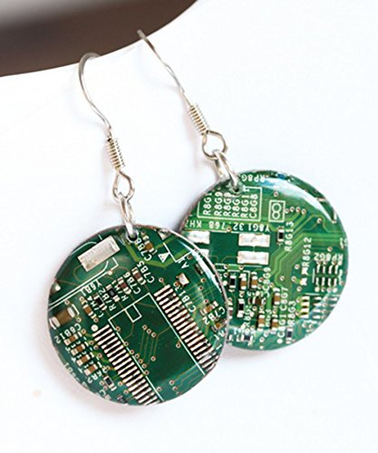 Big round circuit board earrings