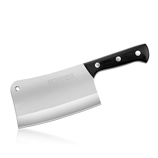 SPEVORIX 7 Inch Stainless Steel Chopper Cleaver Butcher Knife with Wooden Handle for Home Kitchen or Restaurant