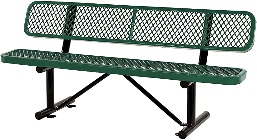 72" L Expanded Metal Mesh Bench w/Back Rest, Green