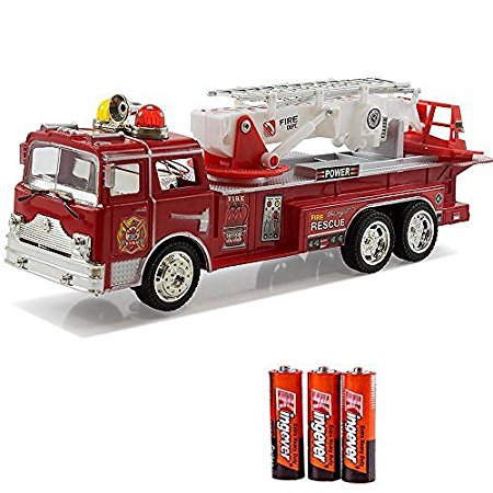 Fire Engine Truck Kids Toyl Kids Toy with Extending Ladder & Lights & Siren Sounds Vocal Phrases Bump & Go Action
