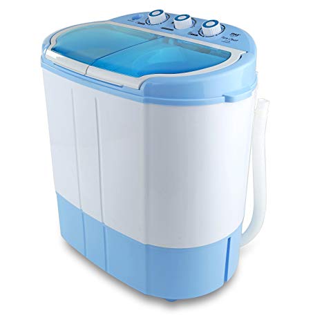 Upgraded Version Pyle Portable Washer & Spin Dryer, Mini Washing Machine, Twin Tubs, Spin Cycle w/ Hose, 11lbs. Capacity, 110V - Ideal For Compact Laundry (Renewed)