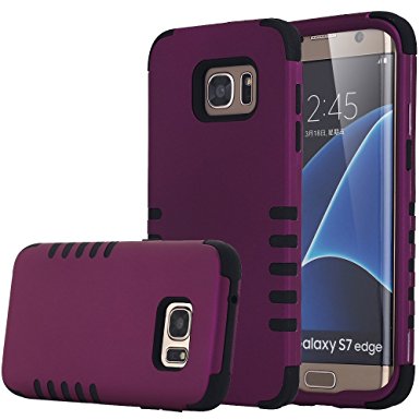 Galaxy S7 Edge Case, MCUK [Scratch Resistant] [Shock Absorption] 3 in 1 High Impact Hybrid Armor Defender Silicone Rubber Skin Hard Case Cover For Samsung Galaxy S7 Edge (Purple Black)