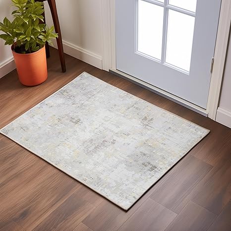 Super Area Accent Rugs Modern Accent Rug for Doorway Entryway Mat - Machine Washable Rug - Crafted in USA - Gold/Beige, 2' X 3'