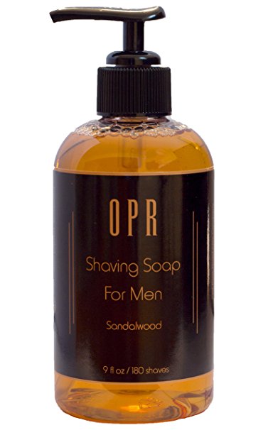 OPR Shaving Soap for Men All-Natural Soothing Shaving Oil Ingredients in Sandalwood Scent 9 fl. oz., Ideal for Sensitive Skin. Smooth Comfortable Close Shave, by Old Post Road Oils & OPR