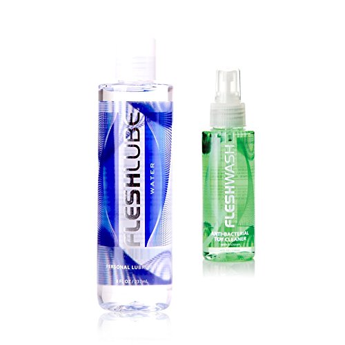 Fleshlube 8 Ounce Bottle of Lube and Fleshwash 4 Ounce Bottle of Cleaner | Fleshlight Care