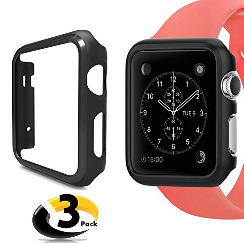 3-Pack)apple watch Series 1 Case,Acoverbest Premium Protective Sport Edition Stylish TPU Frame Stylish Rugged Snap Hard Full Cover bumper(42mm)