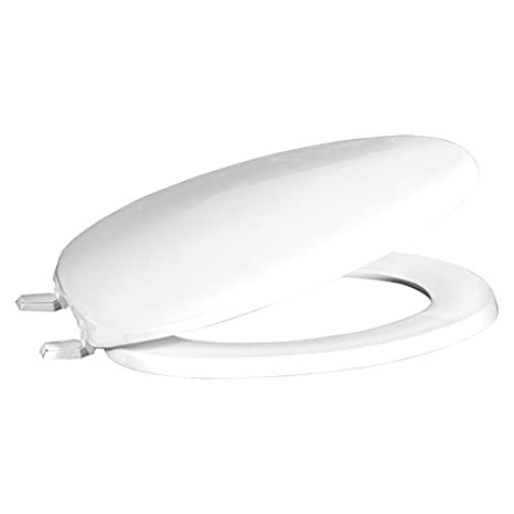 Centoco 600-001 Elongated Plastic Toilet Seat, Closed Front with Cover, Heavy Duty Hinge, Regular Duty Residential or Light Weight Commercial Use, White