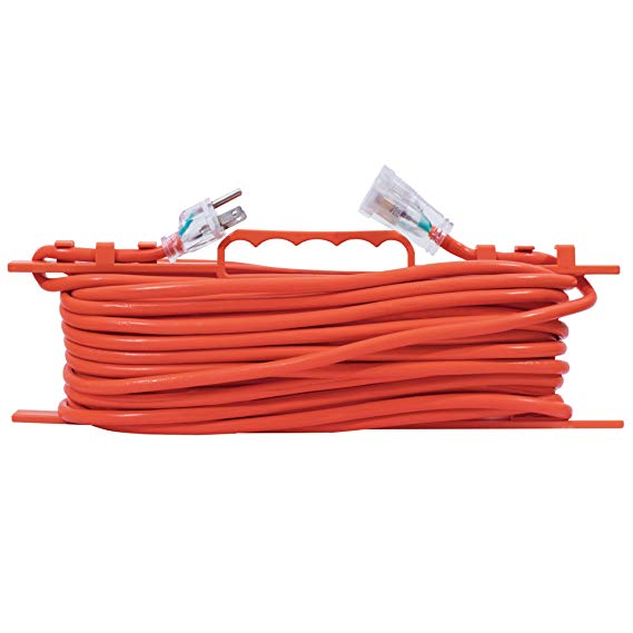 KMC 16 AWG Power Outdoor Extension Cord with Winding Cord Shelf - 16/3, Heavy Duty 3 Prong Bright Orange Extension Cord - 25 Feet