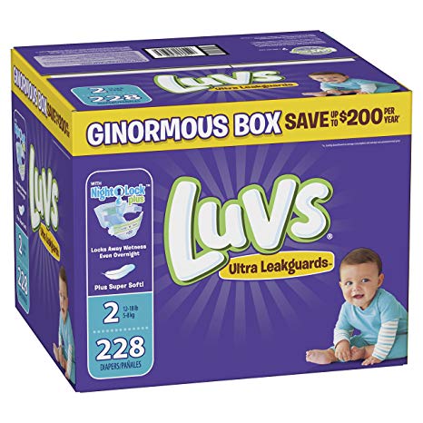 Luvs Ultra Leakguards Disposable Baby Diapers, Size 2, 228 Count, ONE MONTH SUPPLY