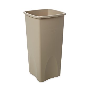 Rubbermaid Commercial FG356988BEIG Rectangular 23-Gallon Untouchable Trash Can, Beige