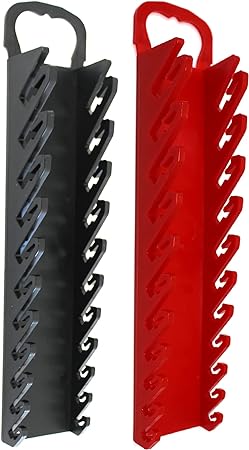 JSP Manufacturing 11-Tool Gripper Wrench Organizer Tool Tray Kit for Stubby or Line Wrenches (2 Piece Kit, Black & Red)