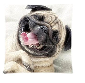 Charming Pug Dog Custom Zippered Pillow Case 18x18 (one side) (P-Pillow336)