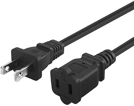 10FT(3M) Polarized US 2-Prong Male-Female Extension Power Cord Cable, 2 Outlet Extension Cable Cord US AC 2-Prong Male/Female Power cable10A/125V,Nema 1-15P to 1-15R Cable Polarity