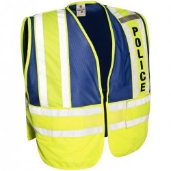 ML Kishigo 8051BZ-M-XL 200 Series Public Safety Vest POLICE Lime/Blue M-XL