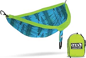 ENO, Eagles Nest Outfitters DoubleNest Print Lightweight Camping Hammock, 1 to 2 Person, Soundwave/Aqua