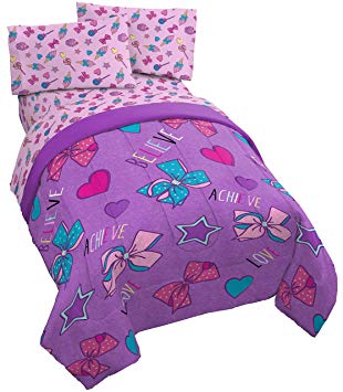 Jay Franco Nickelodeon JoJo Siwa Dream Believe 4 Piece Twin Bed Set - Includes Reversible Comforter & Sheet Set - Super Soft Fade Resistant Polyester - (Official Nickelodeon Product)