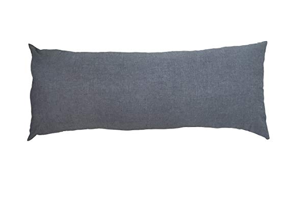 Evolive 100% Cotton Pre-Washed Melange Grey Body Pillow Cover/Case 21"x 54" with Zipper Closure (Neutral Grey, 21“x54)