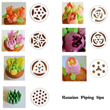 TANGCHU Russian Piping Tips 7PCS/SET Stainless Steel Large Size Icing Syringe Set DIY Coupler Nozzle