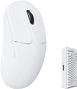 Keychron M3 Mini 4K Wireless Bluetooth 5.1/2.4 GHz/Wired Optical Mouse, Ultra-Lightweight 55g Programmable PixArt 3395 Sensor with up to 26,000 DPI/ 650 IPS for Windows Mac Linux - White