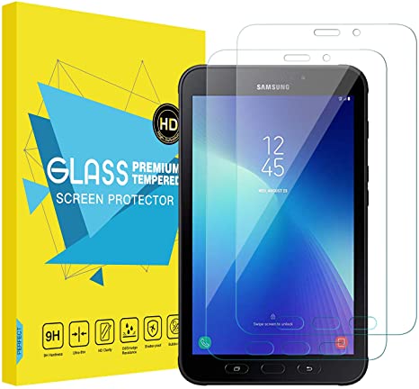 MoKo Compatible with Galaxy Tab Active 2 Screen Protector, [2-Pack] [Scratch Resistant] Double Defence 9H Hardness HD Clear Tempered Glass Film for Samsung Galaxy Tab Active 2 8.0" Tablet - Clear