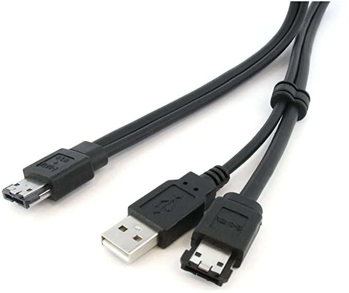 StarTech.com eSATA and USB A to Power eSATA Cable - Power Over eSATA cable - eSATAp (M) to USB, eSATA (M) - 3 ft - ESATAUSBMM3,Black