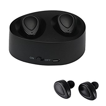 Mini Bluetooth Earbuds Earphone,Ounice Mini TWS Twins True Wireless Bluetooth 4.1 Sport Headphone Headset Built-in Mic with Portable Power Case Noise Cancelling Stereo In-Ear Earpiece (Black A)