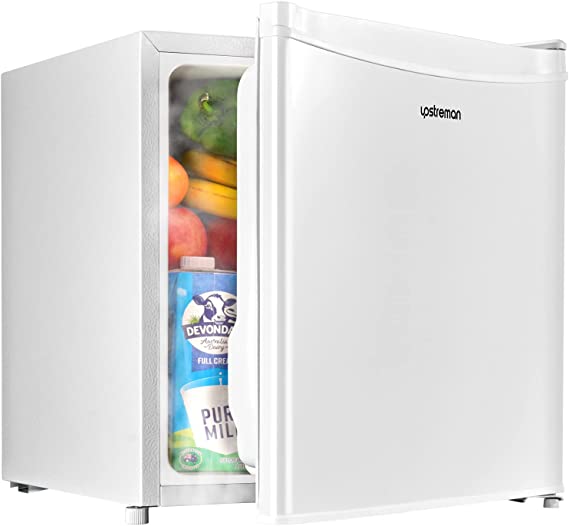 Upstreman 1.7 Cu.ft Mini Fridge with Freezer, Adjustable Thermostat, Energy Saving, Low Noise, Single Door Compact Refrigerator for Dorm, Office, Bedroom, White-FR17