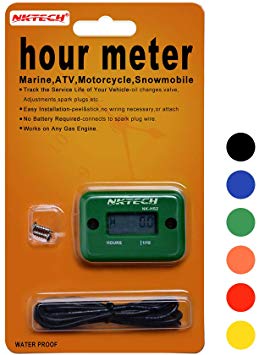NKTECH NK-HS2 Inductive Hour Meter for Gas Engine Lawn Mover Marine ATV Motorcycle Boat Snowmobile Dirt Bike Outboard Motor Generator Waterproof Hourmeter (Green)