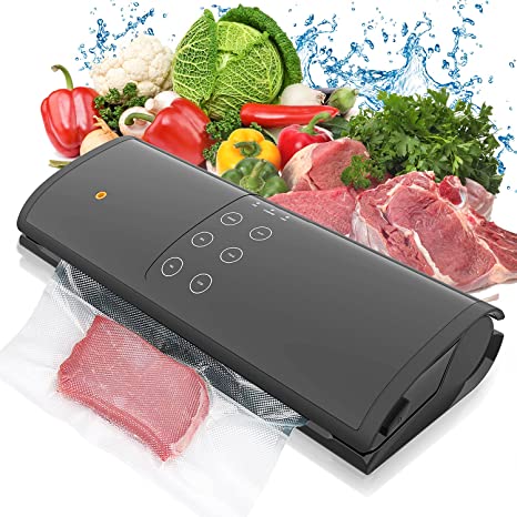 Flyzy Vacuum Sealer Machine for Food Savers, Vacuum Packing Machine Easy to Clean | Dry & Moist Food Modes | Starter Kit | Led Indicator Lights (Black)
